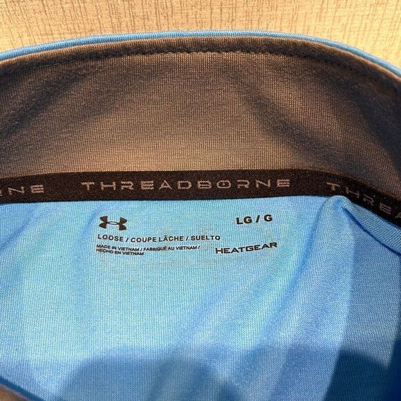 Under Armour 1/4 Zip Pullover Sz Large Loose Fit HeatGear Blue Lightweight - Picture 5 of 7